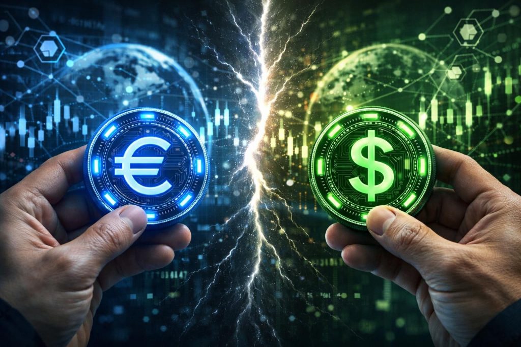 entdecken sie die unterschiede zwischen euro-stablecoins und dollar-stablecoins und analysieren sie den sich entwickelnden währungskonflikt in der digitalen finanzwelt.